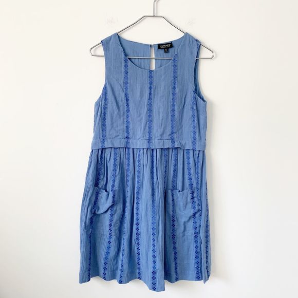 Topshop Dresses & Skirts - Topshop | Blue Sleeveless Embroidery Dress 4